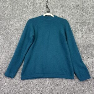 Vintage Semplice Sweater Womens Medium Blue Angora Mock Neck Knit Pullover Soft